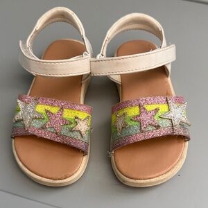 Wonder Nation Glitter Star Sandals - Pink, Yellow, Green